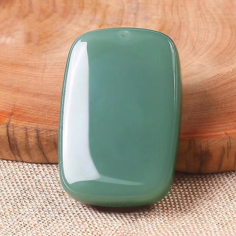 纯天然时尚精美平安无事牌雕刻且末蓝玉佩男女同款挂件颈饰微色差