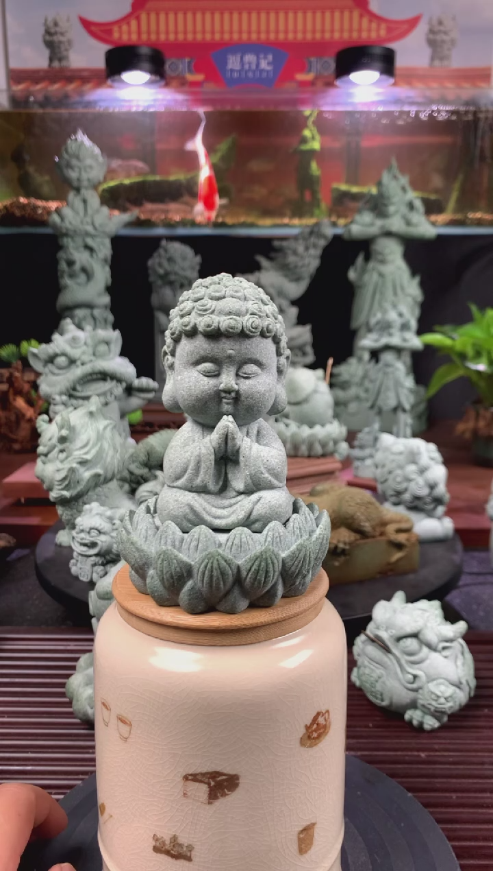 【闪购商品】.双手合十沙弥+莲花底座