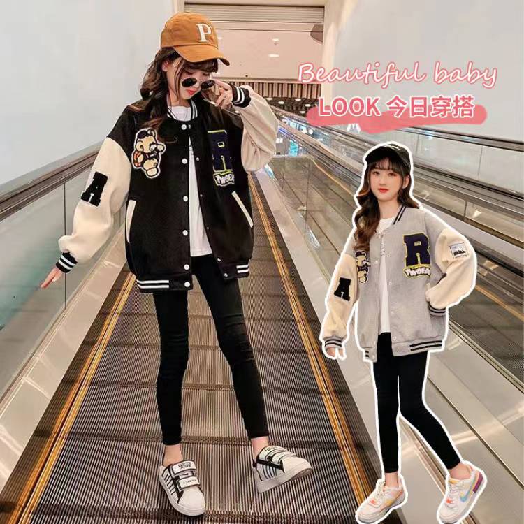 棒球服女童外套2025新款春装儿童春秋款小女孩衣服春款女大童童装