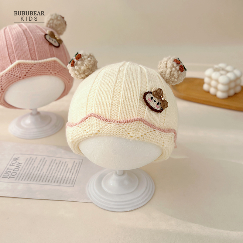 婴儿帽子秋冬可爱超萌针织套头帽女宝宝冬季加厚保暖婴幼儿毛线帽