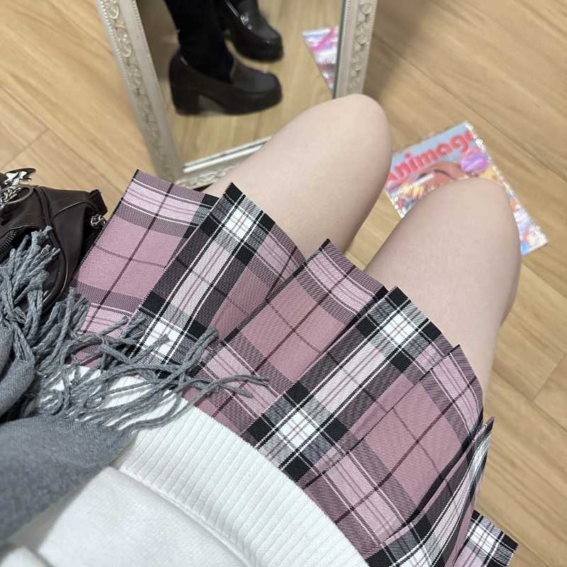 樱花兔～原创jk格裙日系校供百褶短裙学生半身裙新款红色粉色裙子