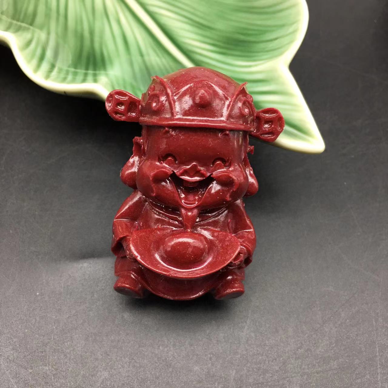含辰砂工艺品ZC028 朱砂紫金砂雕刻元宝财神爷小摆件