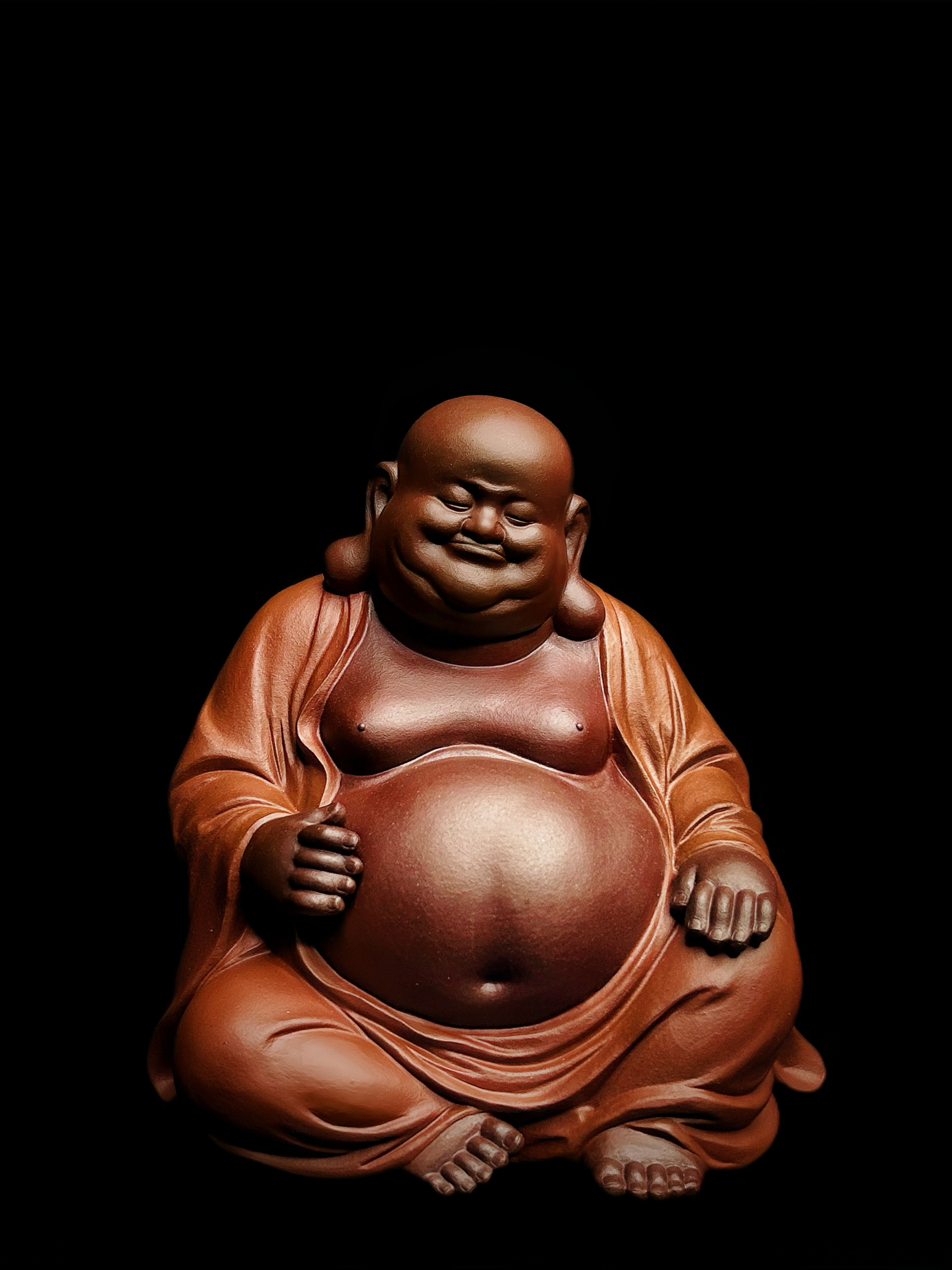 吴进茶宠弥勒佛笑佛陶瓷茶玩茶桌中式茶道摆设器物茶室把件家用