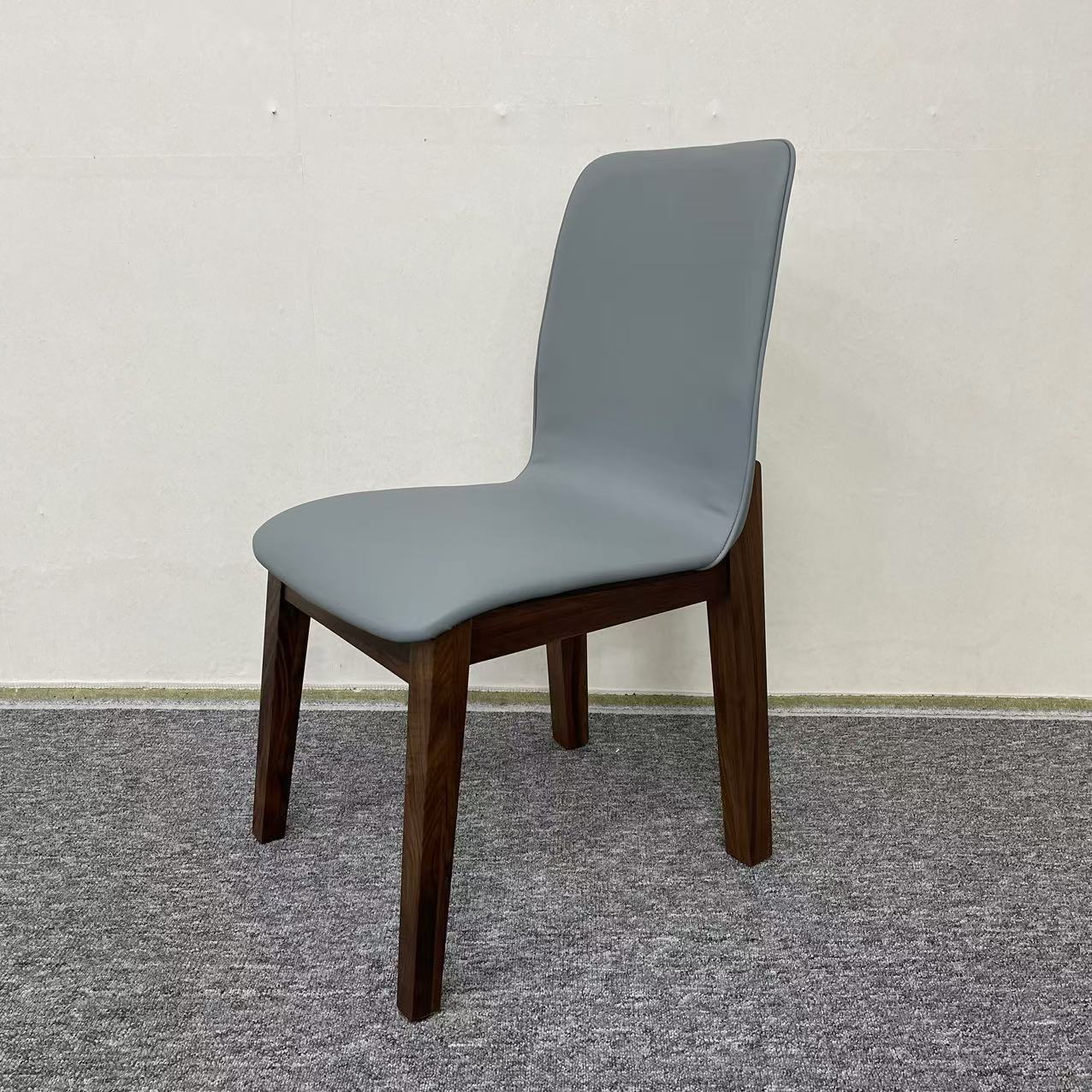 北美黑胡桃木餐椅现代简约书椅餐厅椅子全实木真皮休闲椅