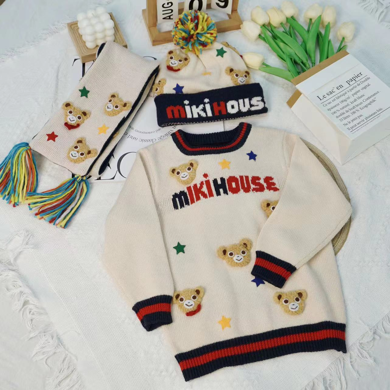 MK冬款五熊五兔毛衣三件套装