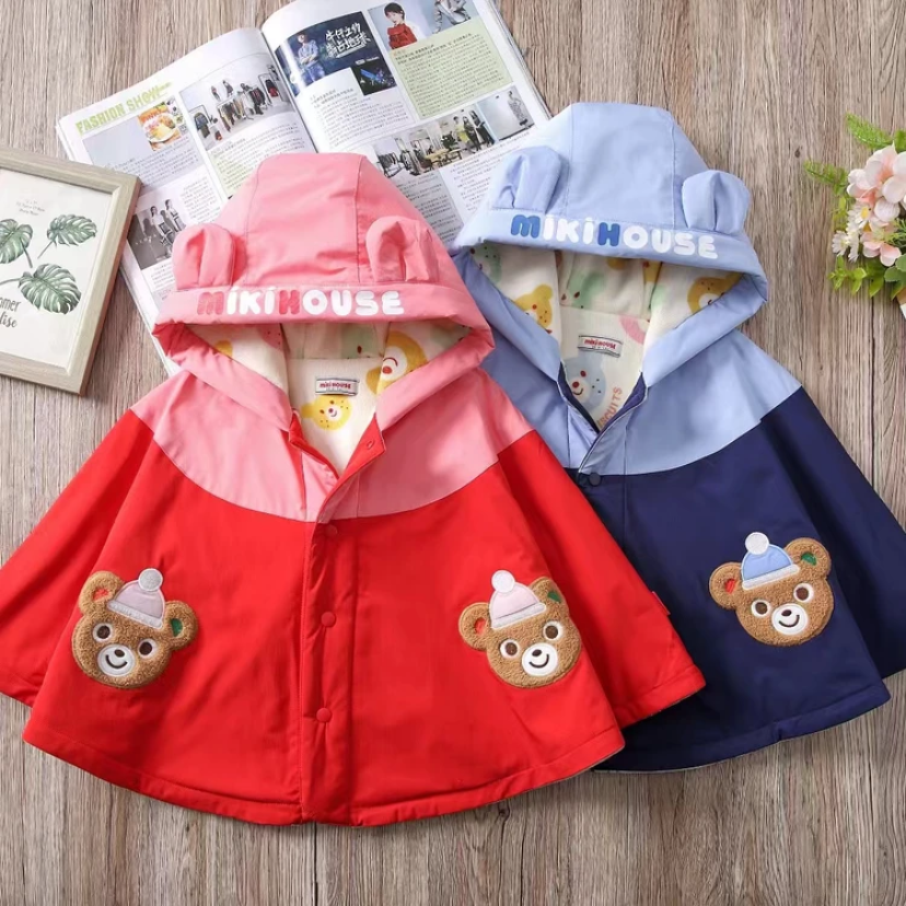 24秋冬新款宝宝拼色熊头斗篷