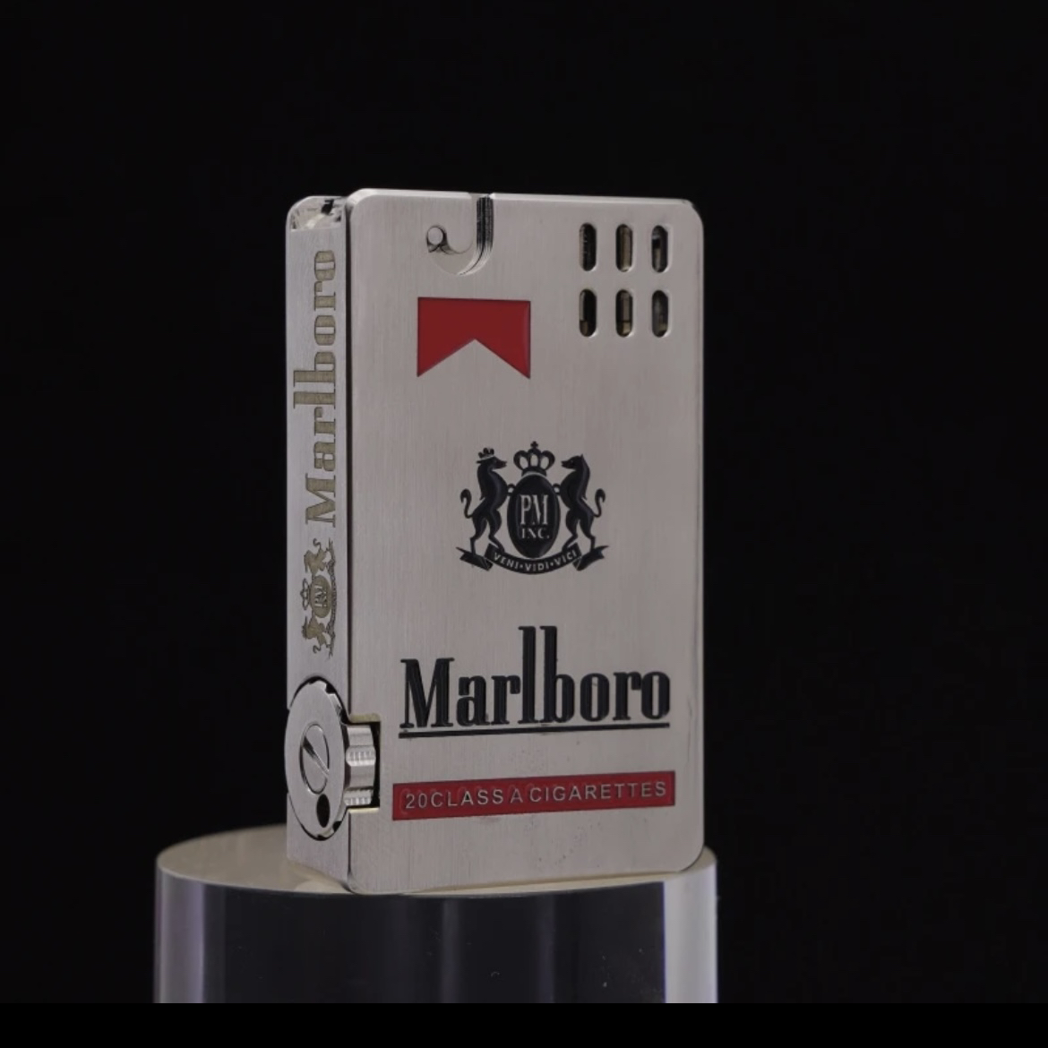 手工黄铜高档煤油打火机机械弹射点火手工烤漆万宝路打火机男士礼