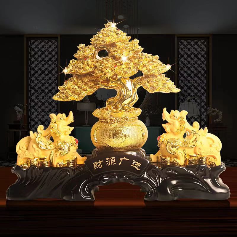 财源广进创意发财树客厅电视柜玄关柜装饰品乔迁开业高档新房摆件