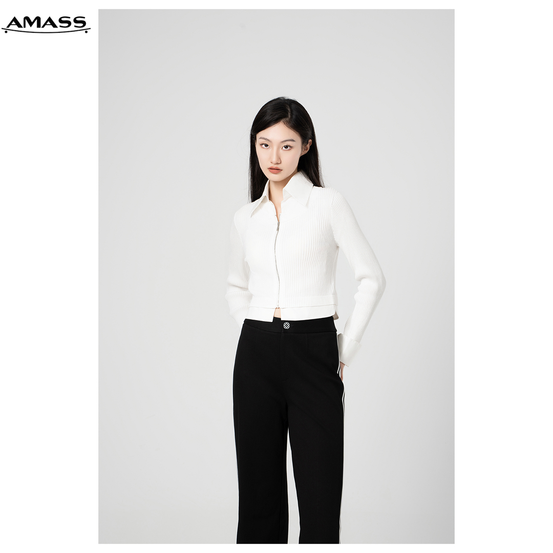 AMASS/阿玛施质感衬衣假两件上衣显瘦气质时尚休闲百搭5300984   