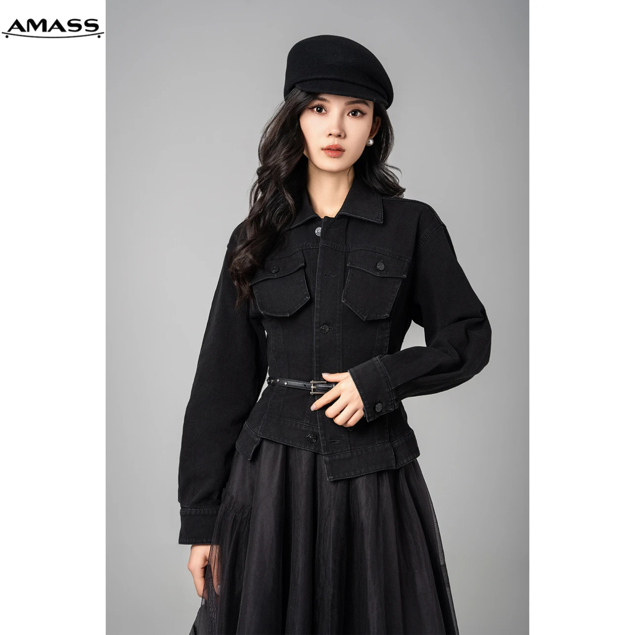 AMASS/阿玛施复古摩登牛仔外套短款百搭休闲时尚韩版显瘦5400759 