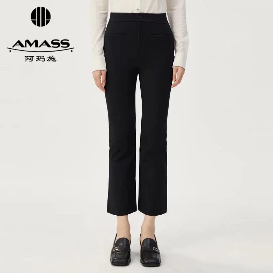 AMASS/阿玛施新款复古高腰秋冬微喇裤时尚八分裤女5100390休闲   