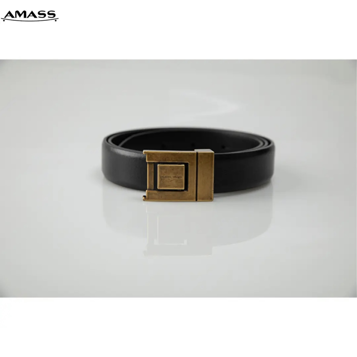 AMASS/阿玛施了不起系列简约通勤百搭配饰牛皮革腰带黑色5900460 