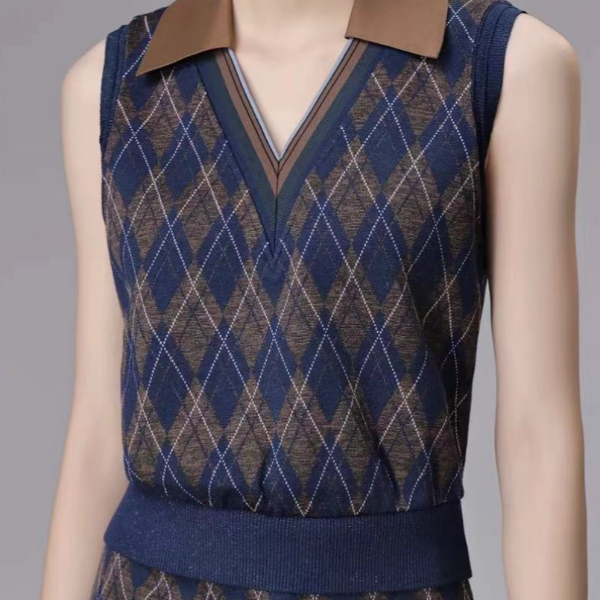 AMASS/阿玛施新款气质时尚休闲百搭v领复古针织马甲5300965  