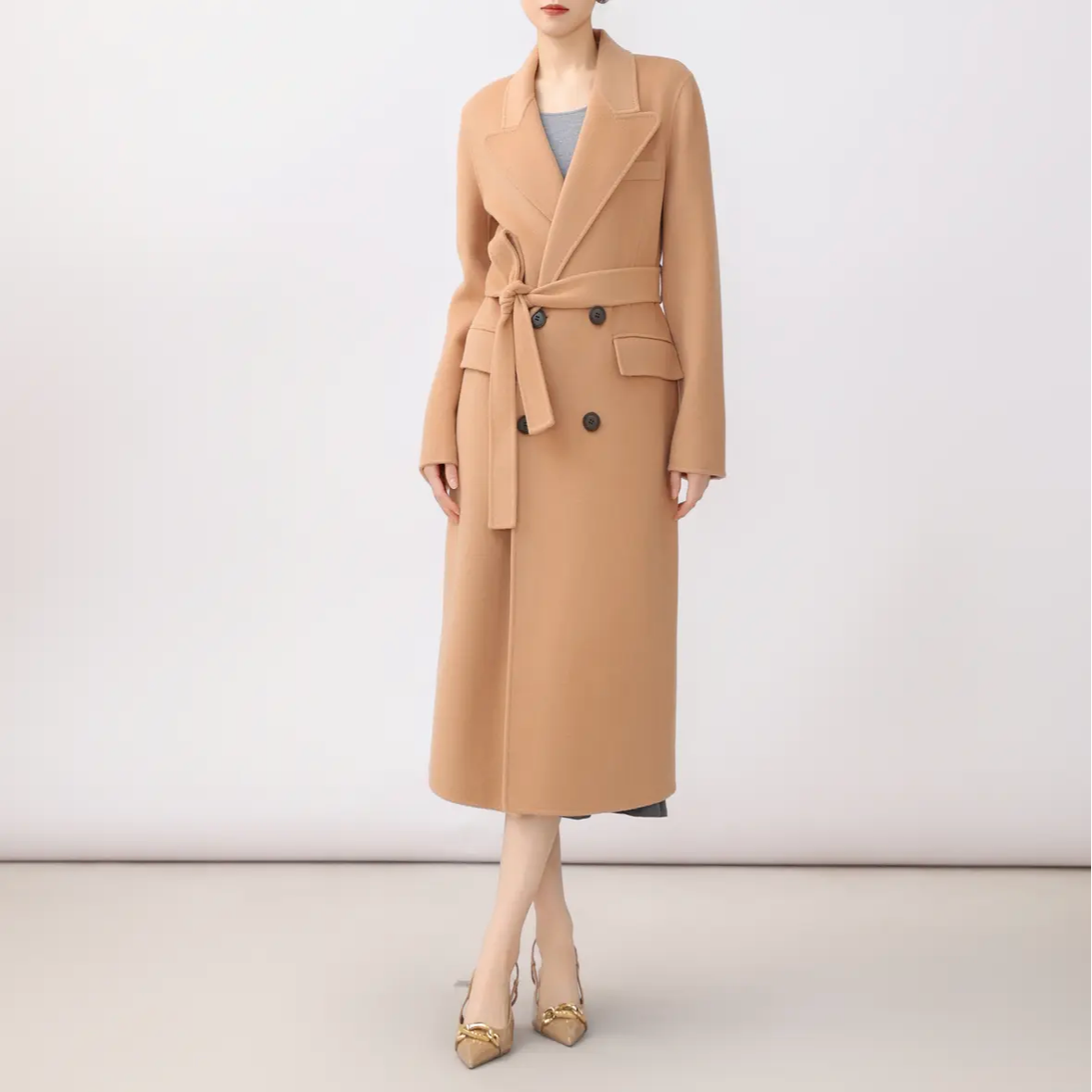 AMASS/阿玛施新款时尚百搭英伦风气质双面呢大衣5400860毛呢秋冬