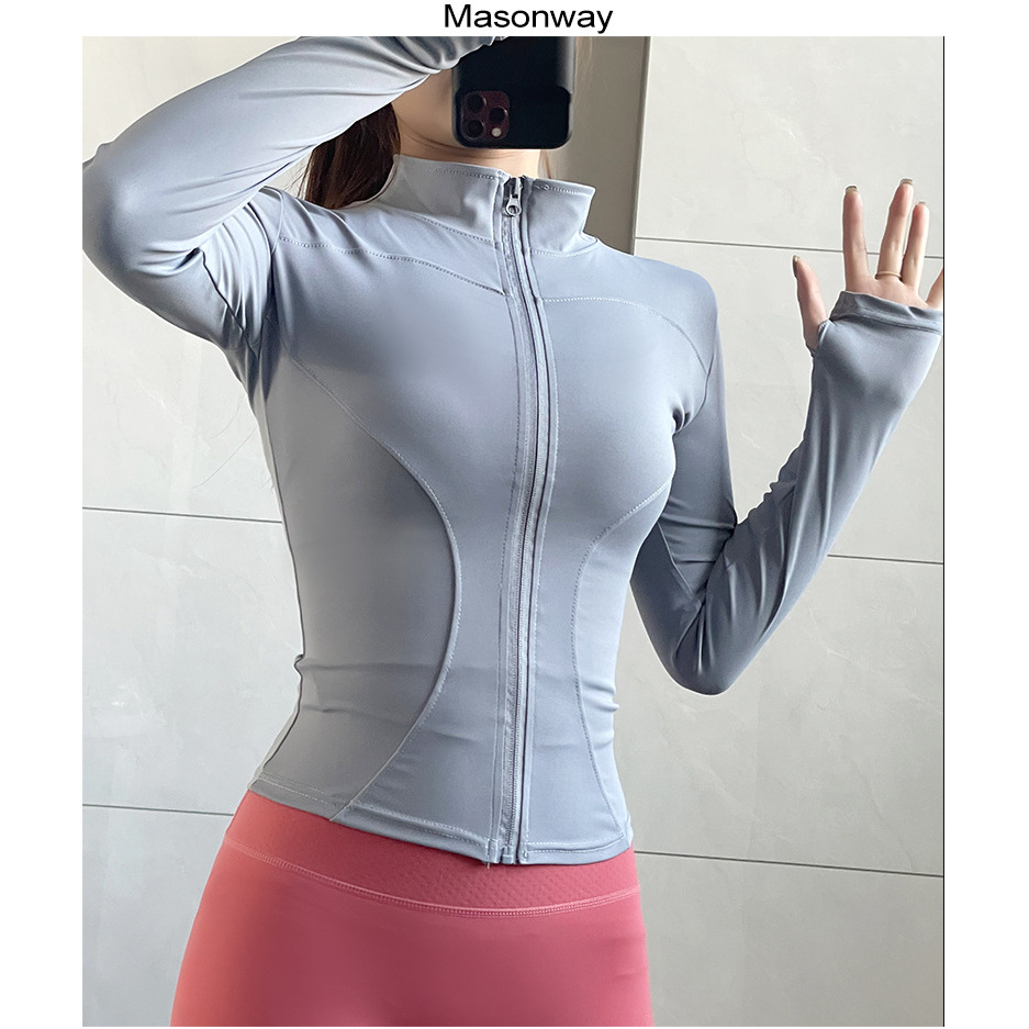 拉链跑步长袖瑜伽服收腰显瘦立领运动外套女速干健身上衣