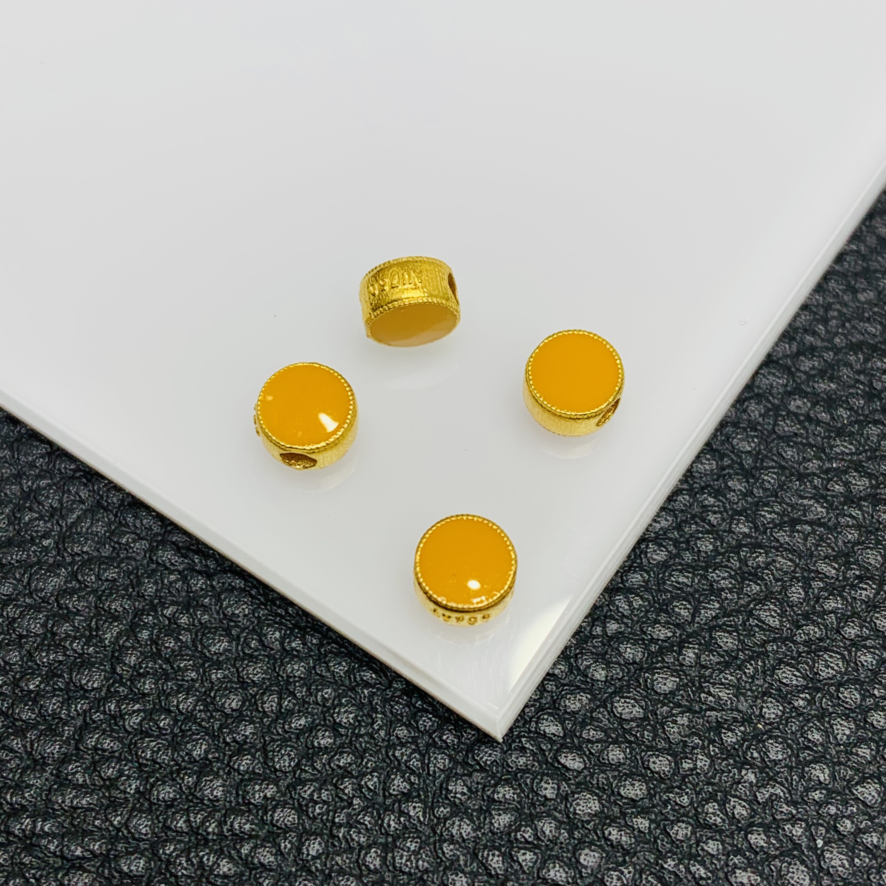 YZ2586-18K金珐琅圆形5mm黄色配件-JPF