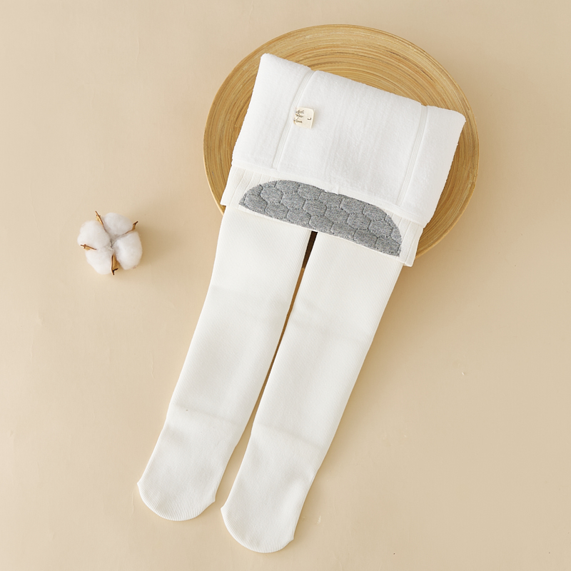 女童汉服冬款加绒加厚打底裤儿童白色连裤袜纯色舞蹈袜宝宝打底裤