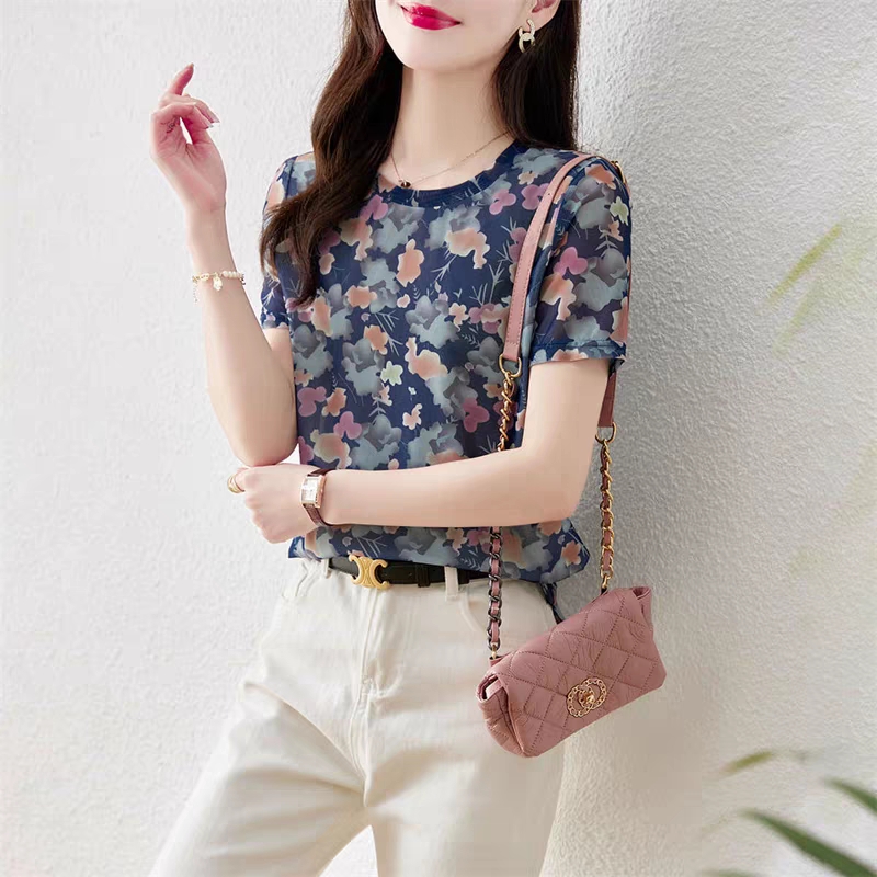 宽松短袖t恤女夏季2025新款减龄洋气独特小衫女显瘦时尚女士上衣