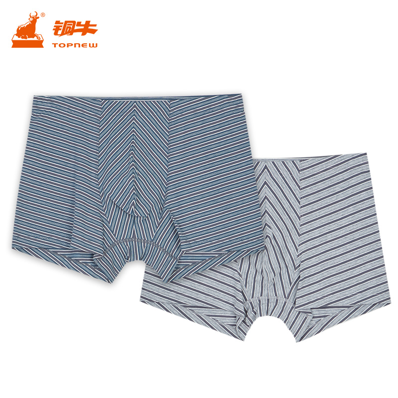 铜牛男士平脚内裤棉氨彩色条纹四角裤弹力男士平脚裤NC004/NC033