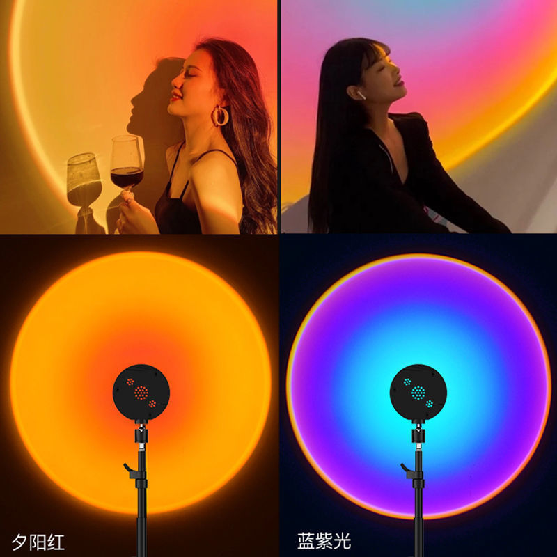 网红日落灯彩升降便携小地灯平价氛围投影黄昏余晖拍照夕阳落日灯