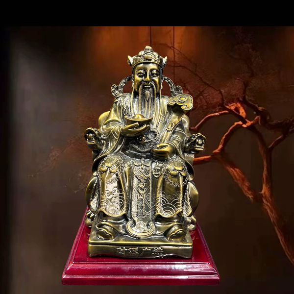 树脂电镀青铜红铜财神爷摆件开口笑托元宝如意文财神家用办公室店