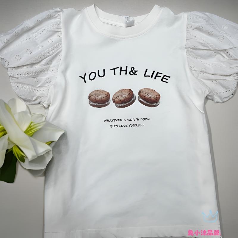 女童大童新款卡通T恤泡泡袖公主T百搭款纯棉凉爽高品质品牌上衣