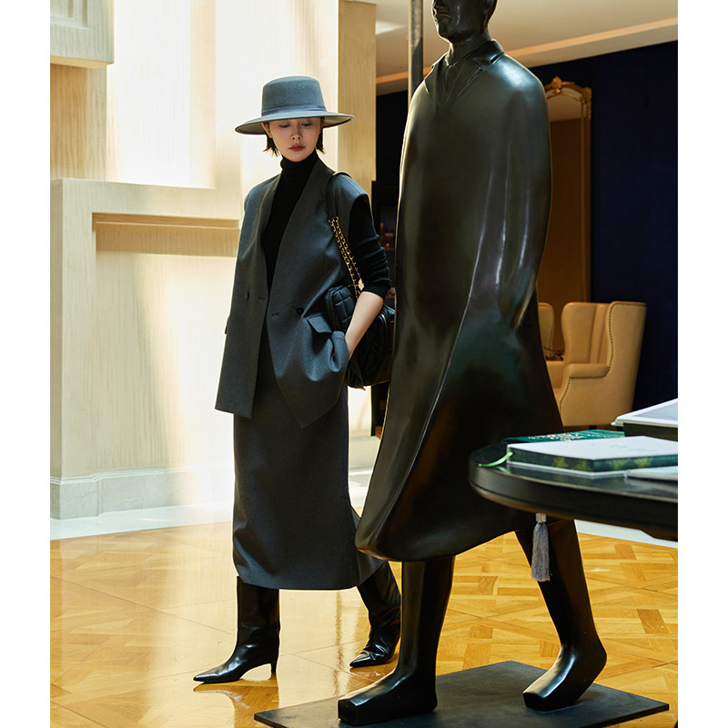 TRACYCHU【现货】九月的感恩福利绵羊毛混山羊绒极简风百搭口袋半裙