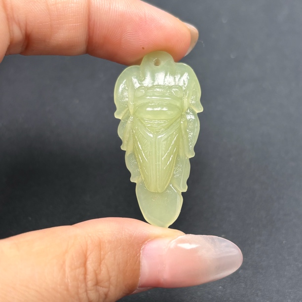 天然保真和田玉黄口树叶蝉一鸣惊人金枝玉叶一夜成名吊坠挂件礼物