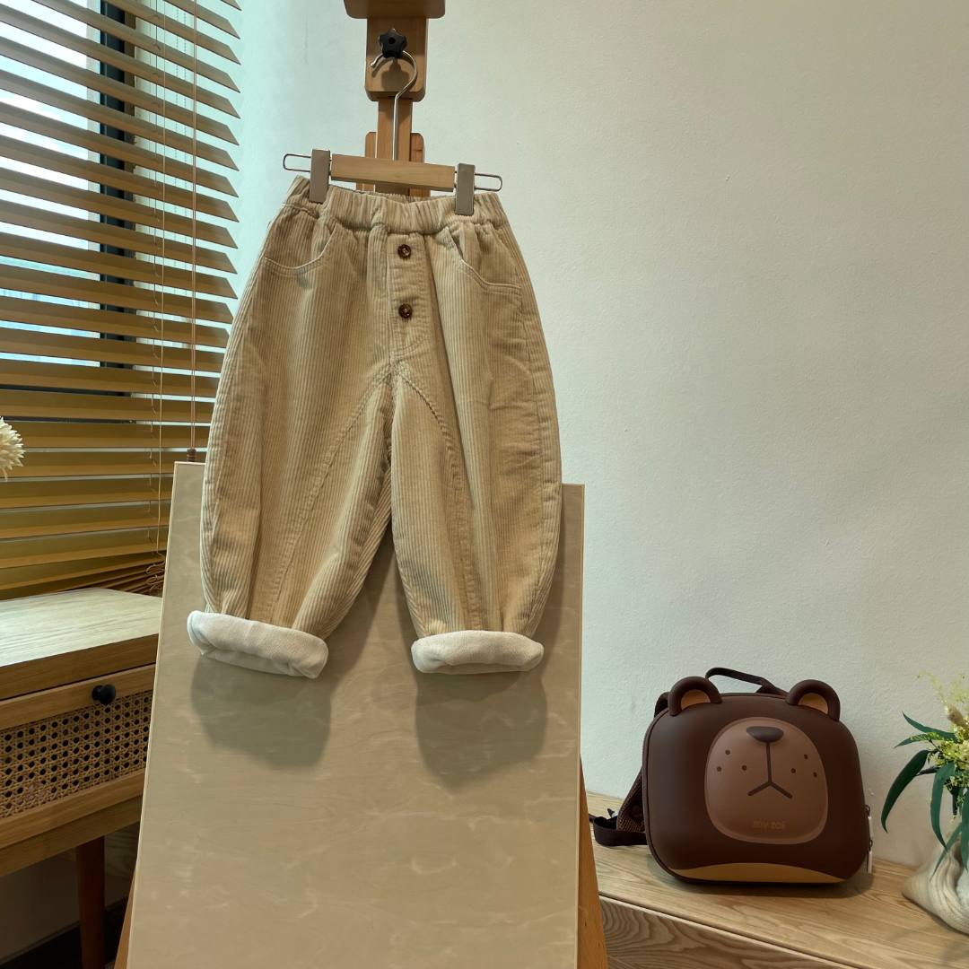男童一体绒裤子儿童加绒裤子秋冬装女宝宝灯芯绒休闲裤TM10223