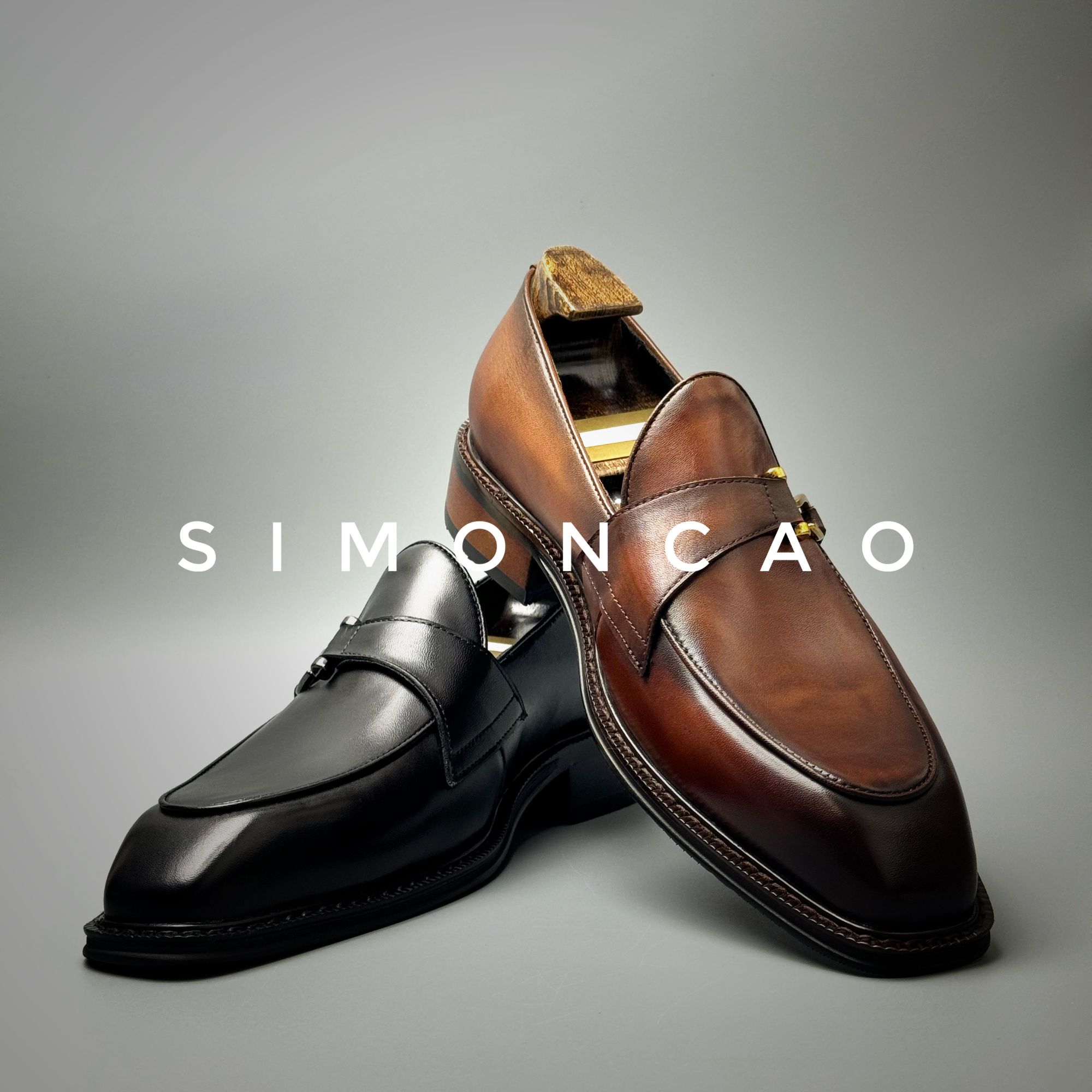 【西蒙曹】男士时尚潮流英伦风金属勾扣方头真皮乐福鞋