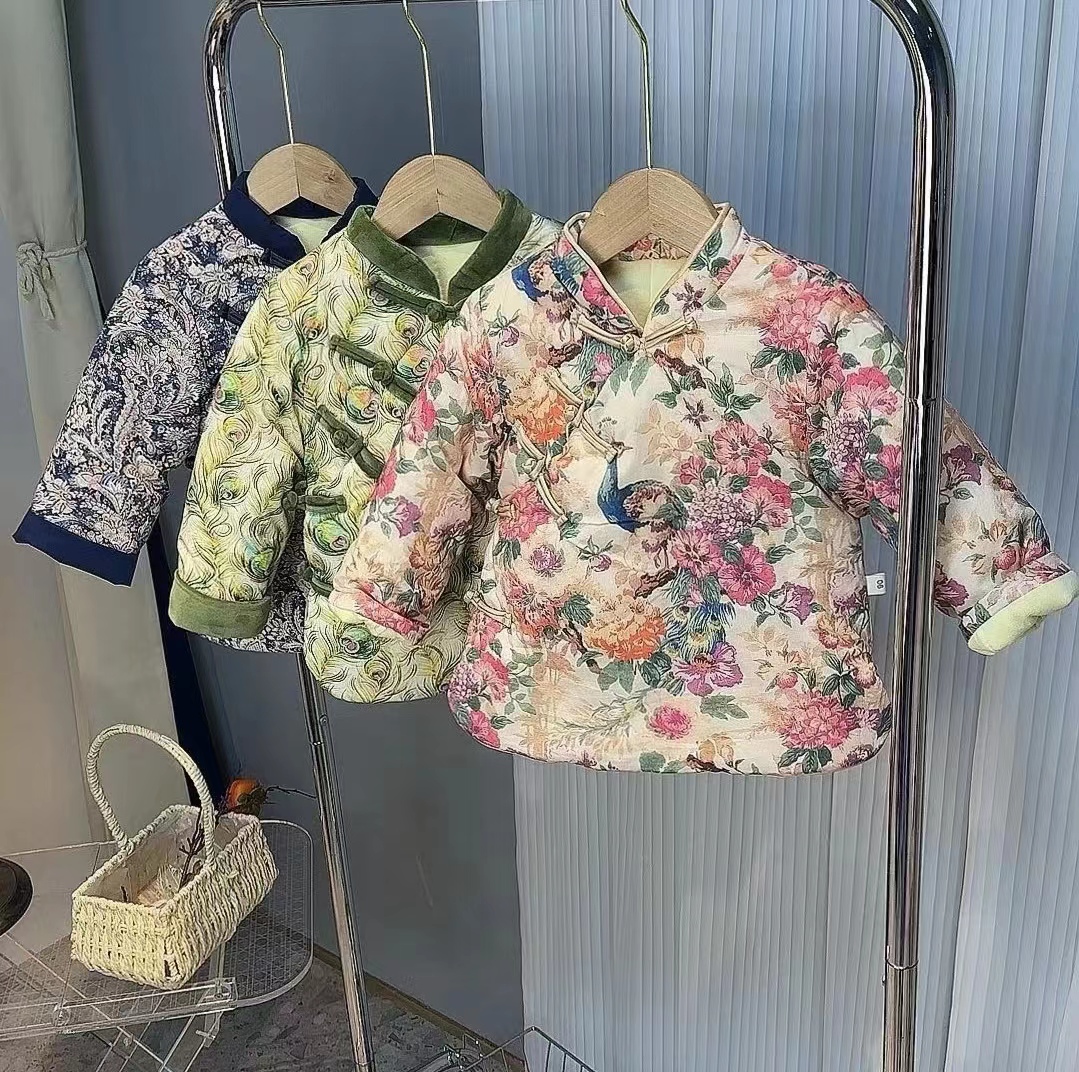 儿童棉花袄上衣男宝女宝新中式棉袄棉花衣冬款国风小孩花棉袄