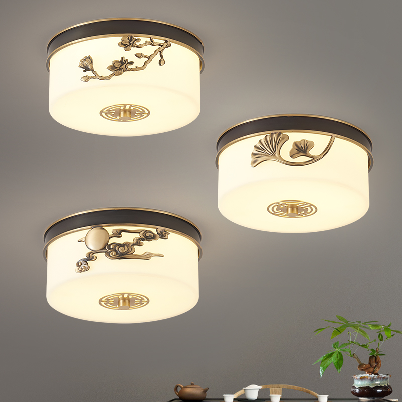 新中式走廊过道吸顶灯中国风阳台玄关衣帽间灯阳台灯节能全铜灯