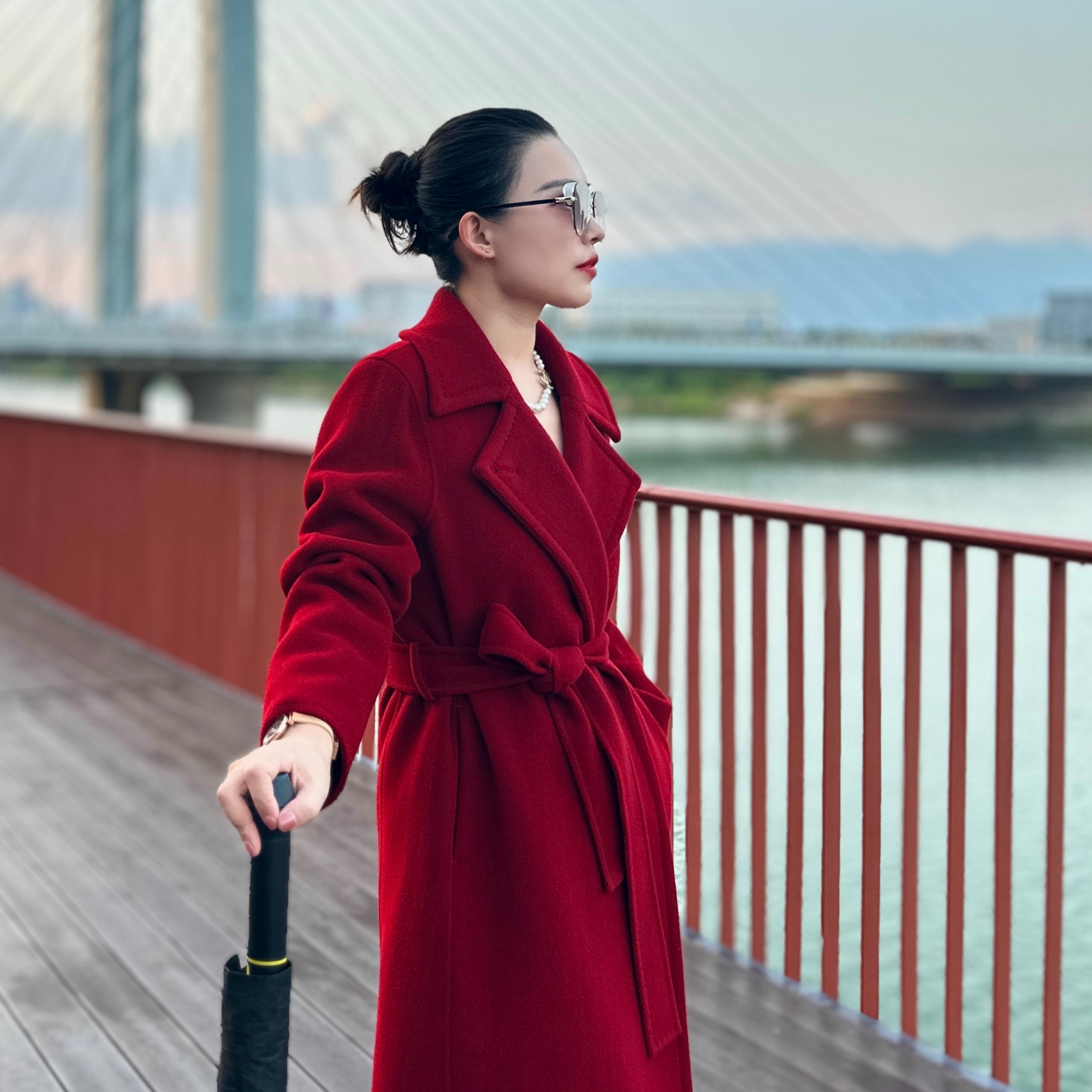 双层加厚 大翻领 30%山羊绒大衣  秋冬外套长款毛呢网红轻奢气质