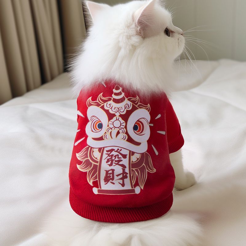 秋冬新年过年衣服狗狗衣服猫咪宠物加绒厚保暖英短小猫可爱防掉毛