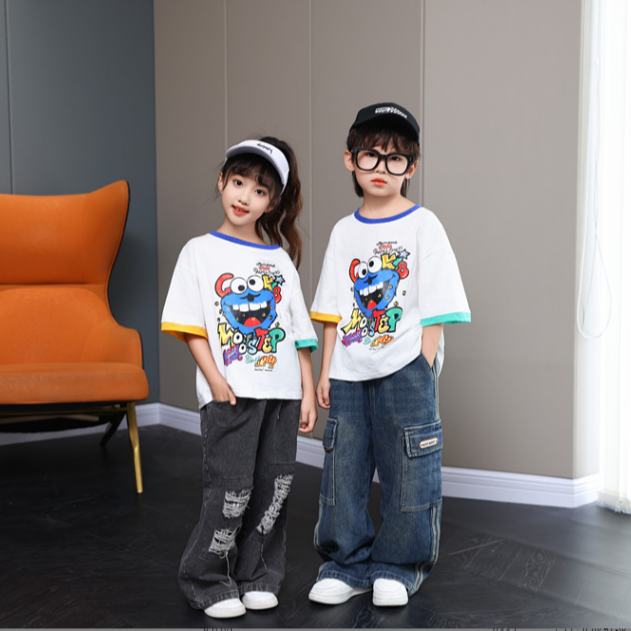 潮流t恤儿童纯棉半袖夏天中大童韩版洋气宽松薄款宝宝小童