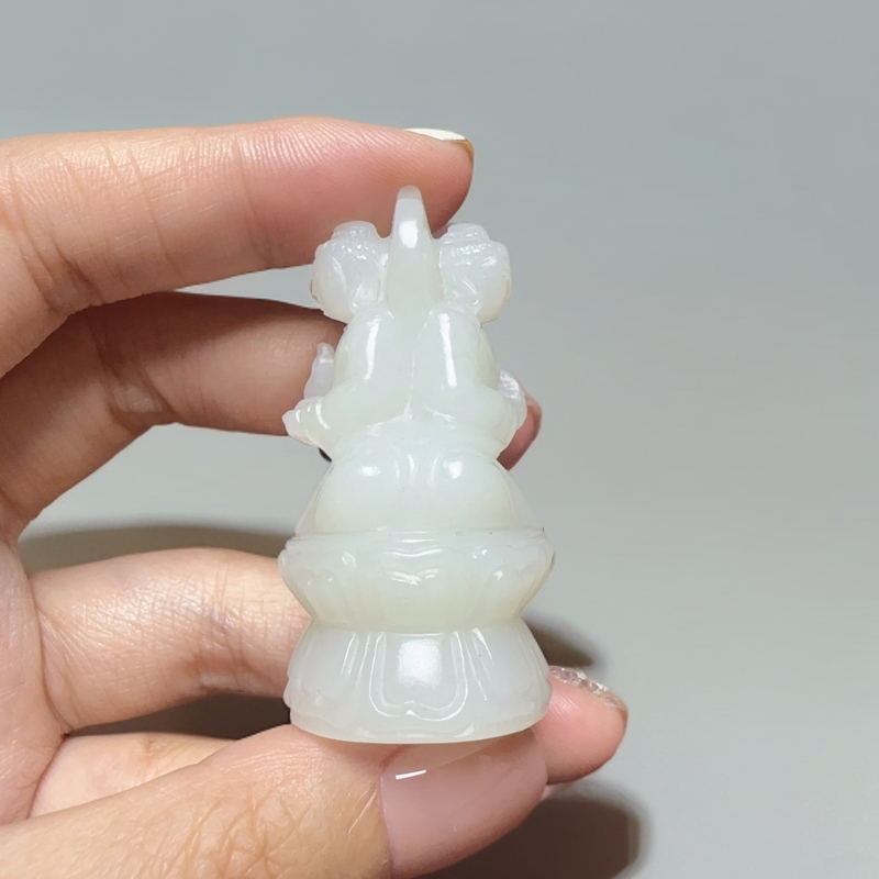 旧藏和田白玉 双面佛 挂件 羊脂白 清制式 雕工精湛 玉质白细孤品