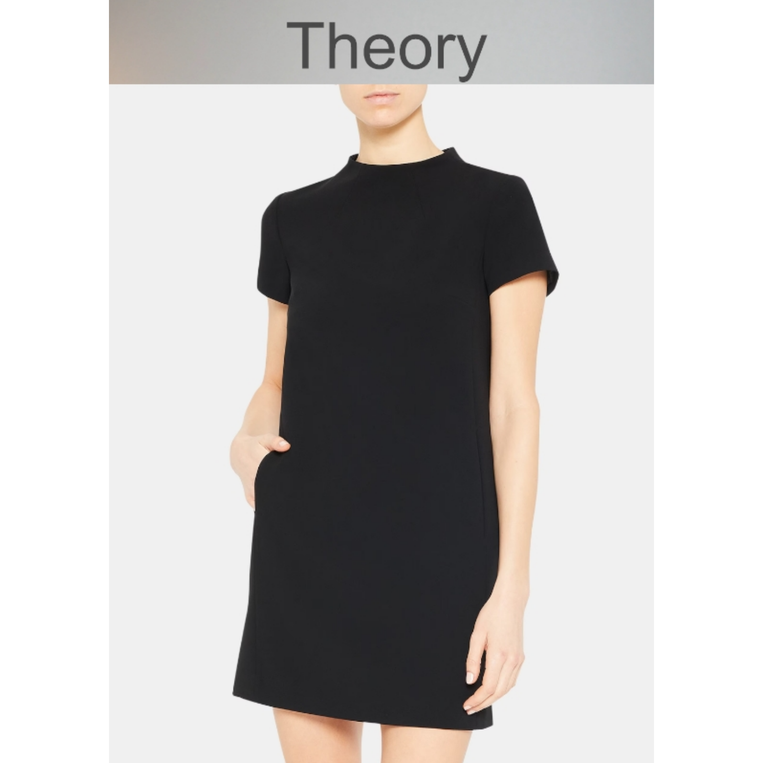 THEORY美国直邮MOCKNECK SHIFT 70%醋酸烟囱领半袖连衣裙F0709601