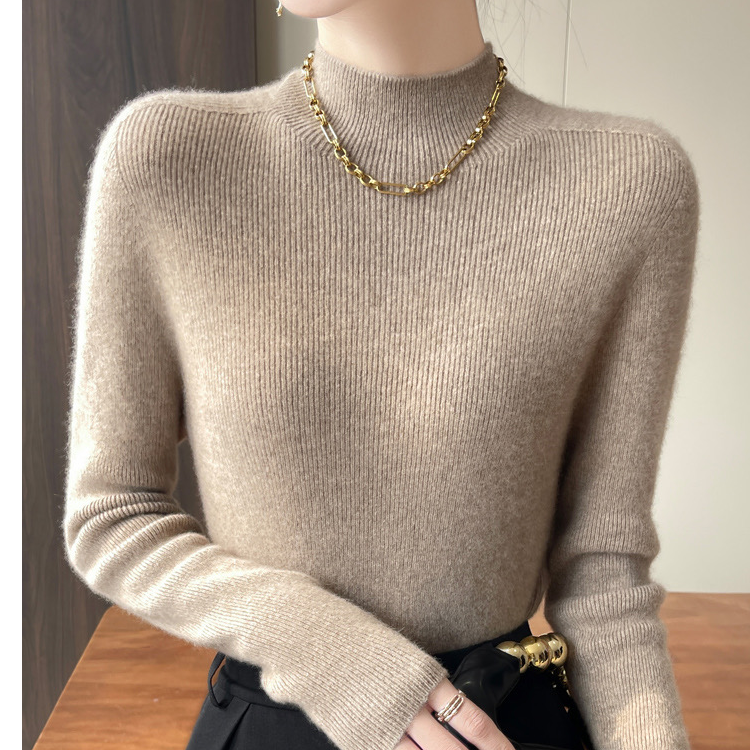 一线成衣无缝半高领打底衫女加厚秋冬款针织衫洋气毛衣女内搭上衣