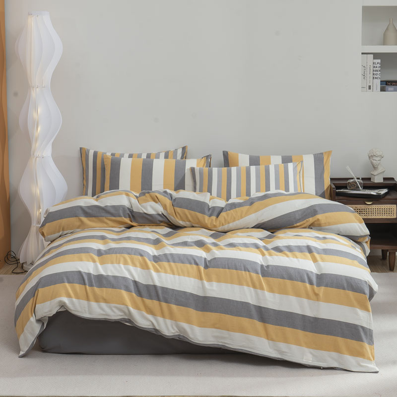 纯棉色织水洗棉被套枕套