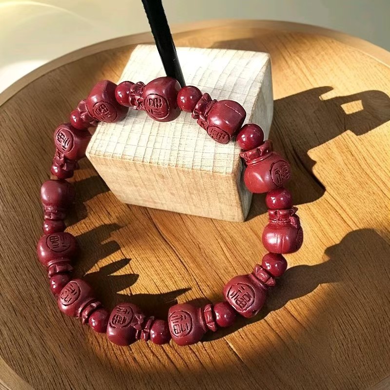 含辰砂工艺品钱袋子手串Z28