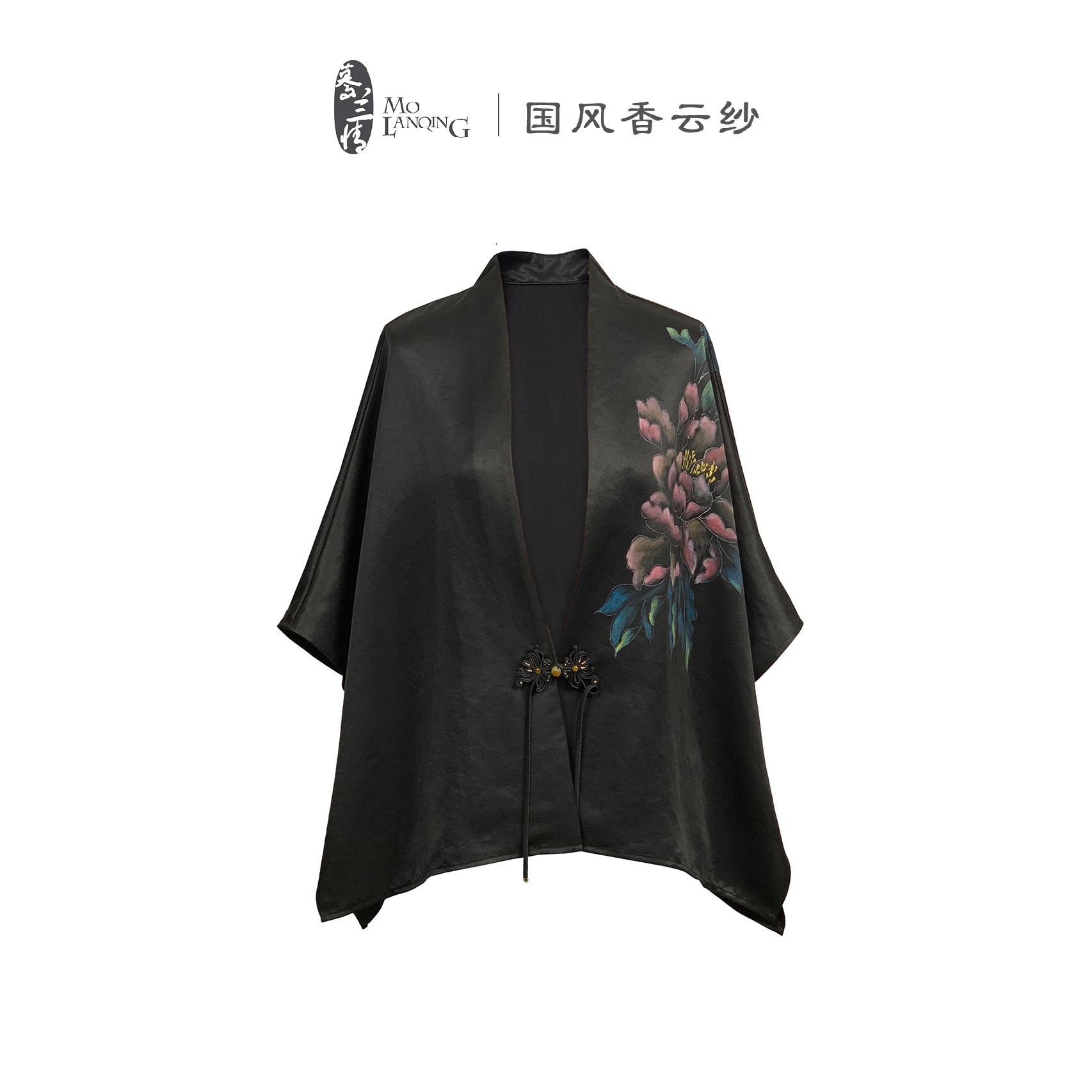 【手绘开衫】香云纱新中式对襟宽松透气时尚百搭v领开衫上衣3593