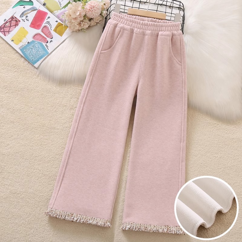 【思晨家】女童秋冬阔腿裤2025新款洋气加绒糯米裤大童儿童宽松裤子
