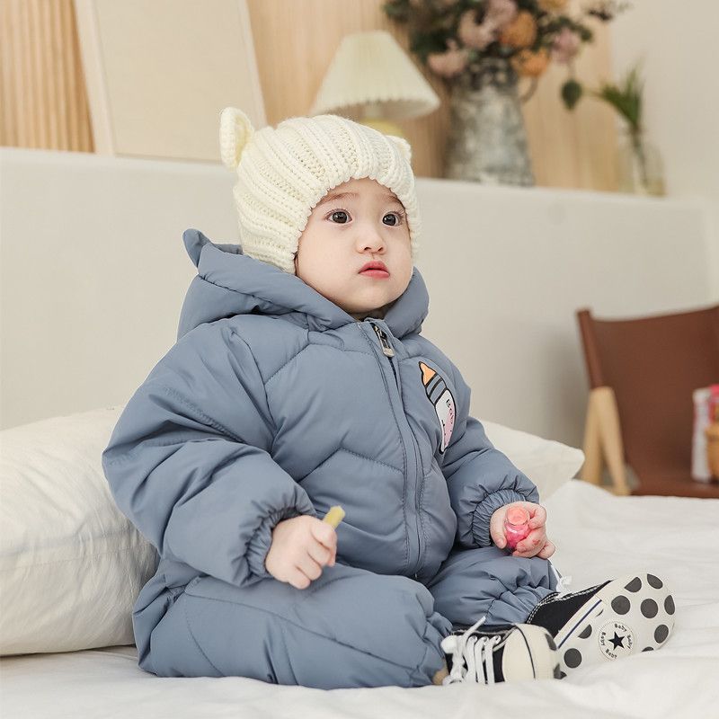 【今日促销】冬季新款婴幼儿棉爬服新生儿加绒加厚抱衣男女宝