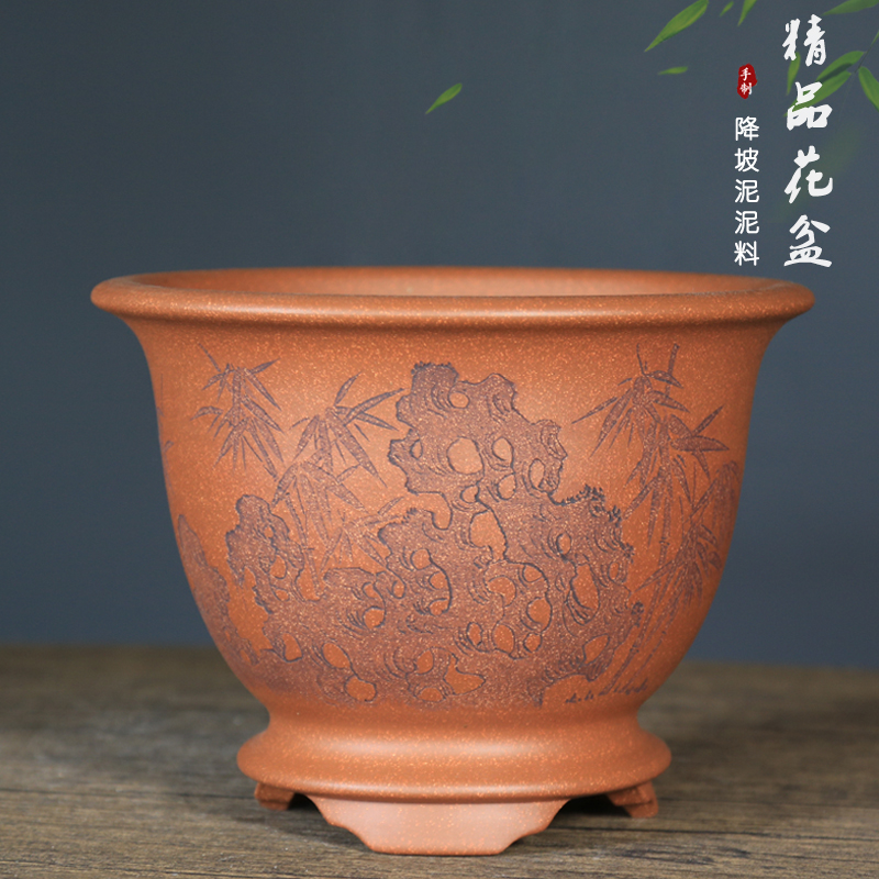 神力精品紫砂花盆盆景盆兰花盆罗汉松文竹金弹子老桩红枫海棠花盆