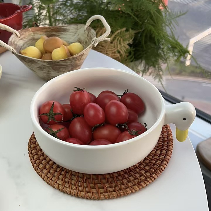 可爱鸭子陶瓷餐具ins风陶瓷水壶清新萌趣咖啡杯家用水果碗微瑕