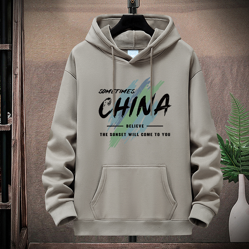 新款秋冬 男重磅加绒连帽卫衣 时尚学生男女同款情侣套头帽衫男