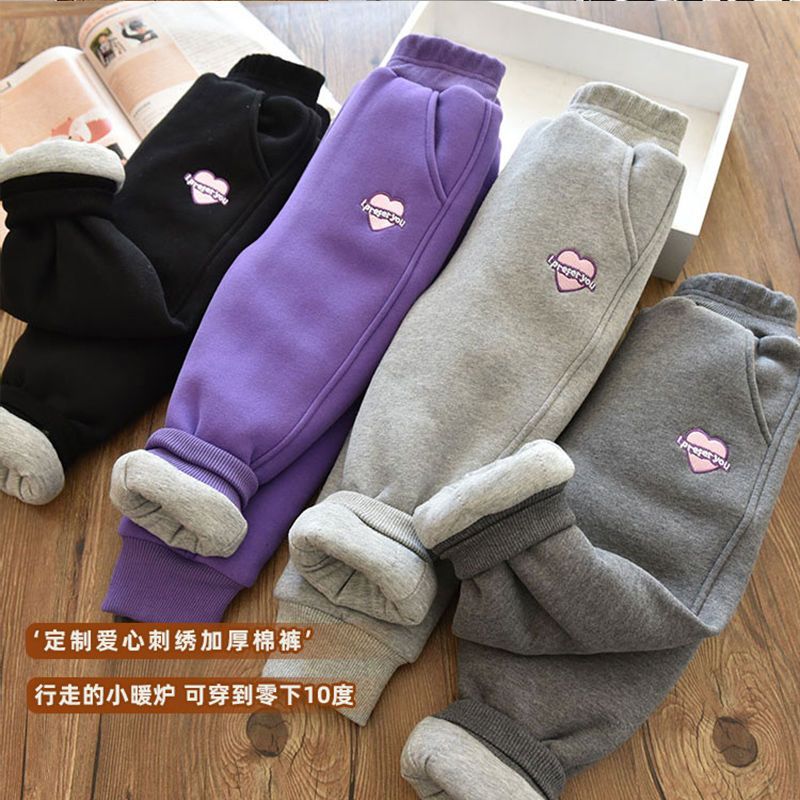 儿童加绒裤子冬款外穿女童裤子加厚一条过冬洋气男童棉裤保暖裤IE