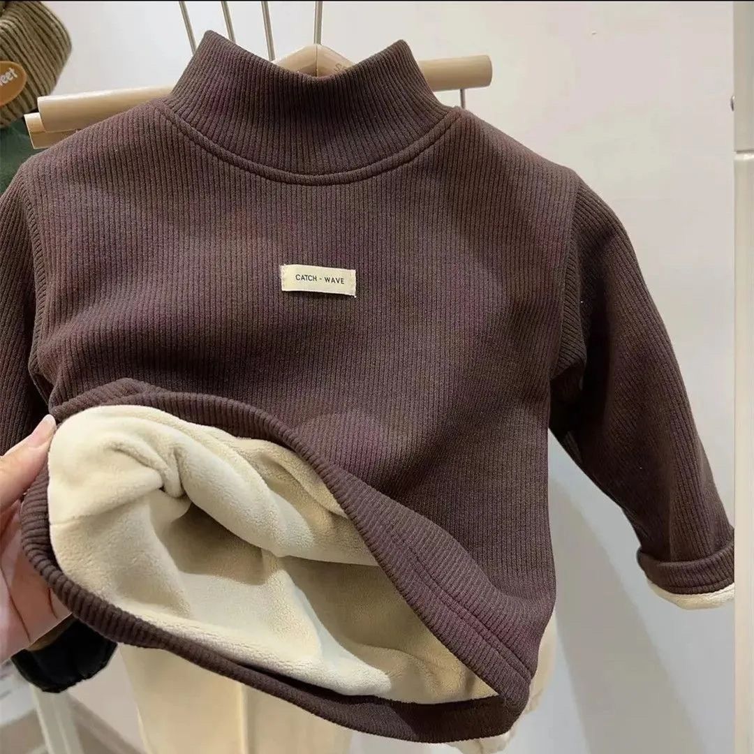 尾货余单~撤柜特价加厚清仓半高领T恤冬男女童打底衫加绒保暖上衣