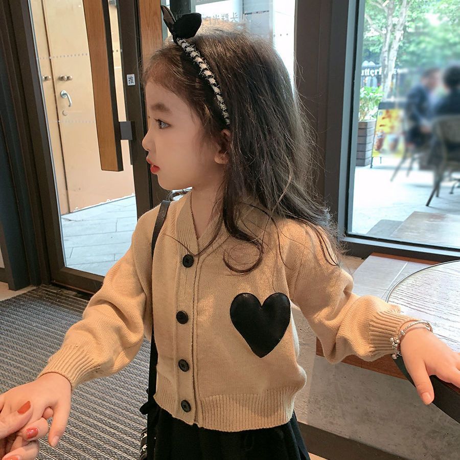 女童开衫毛衣儿童2023新款春装上衣女宝宝洋气针织衫外