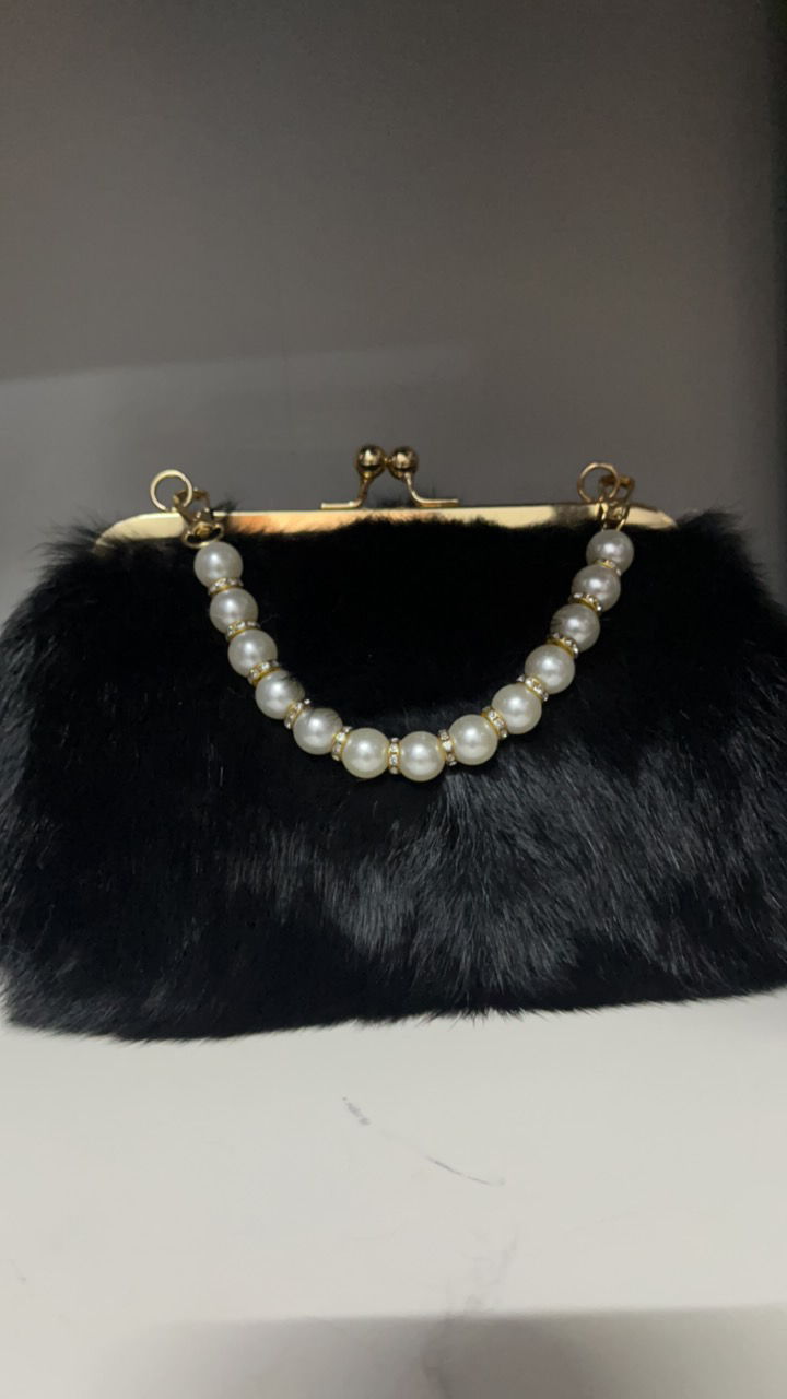 皮草包手提系列福利款，女士毛绒夹口包